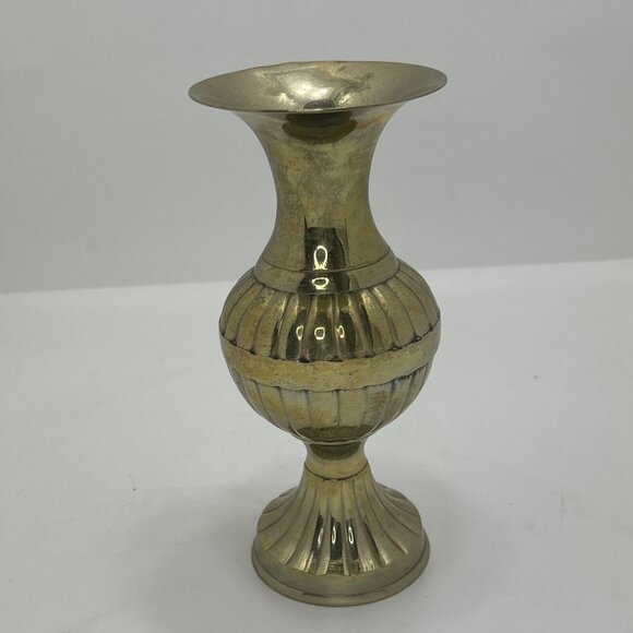 Vintage Solid Brass Vase Made In India 8 Inches Tall - Picture 1 of 7